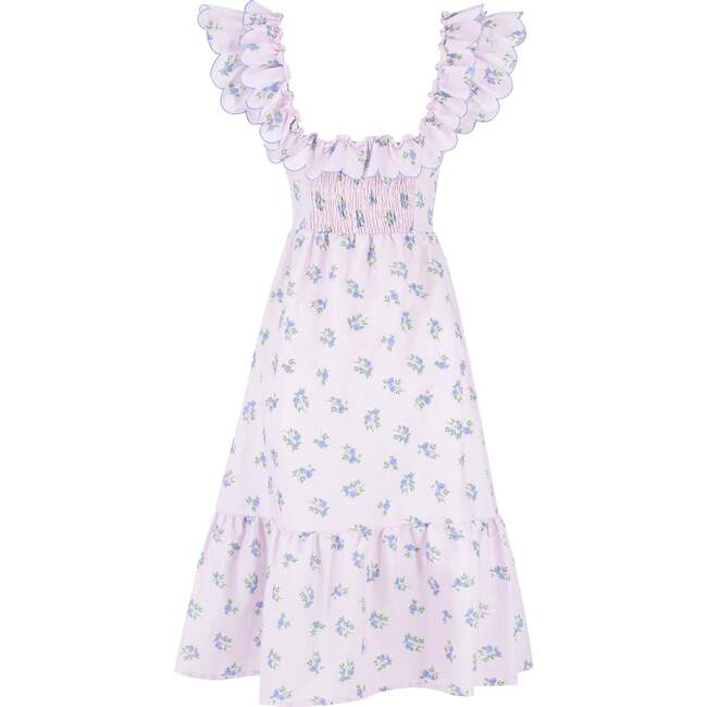Positano Women's Flutter Sleeve Violet Dress, Lavender - Dresses - 6
