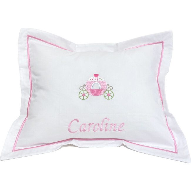 Monogrammable Boudoir Cinderella's Carriage Pillow Cover, White And Pink - Pillows - 1