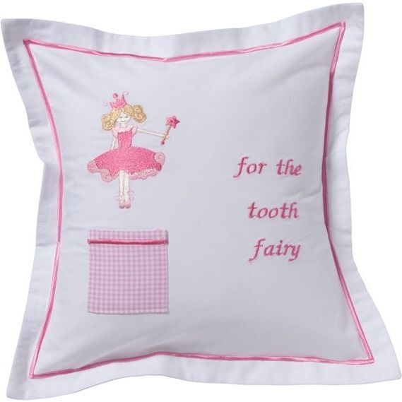 Tooth Fairy Princess Pillow With Insert, White And Pink - Pillows - 1