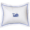 Monogrammable Boudoir Whale Pillow Cover, White And Blue - Pillows - 1 - thumbnail