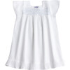 Amelia Smocked Short Sleeve Dress, White And Blue - Dresses - 1 - thumbnail
