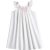 Mathilde Smocked Ruffle Sleeve Dress, White And Pink - Dresses - 1 - thumbnail