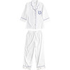 Lizzie Cotton Embroidered Pajamas, White/Navy - Pajamas - 1 - thumbnail