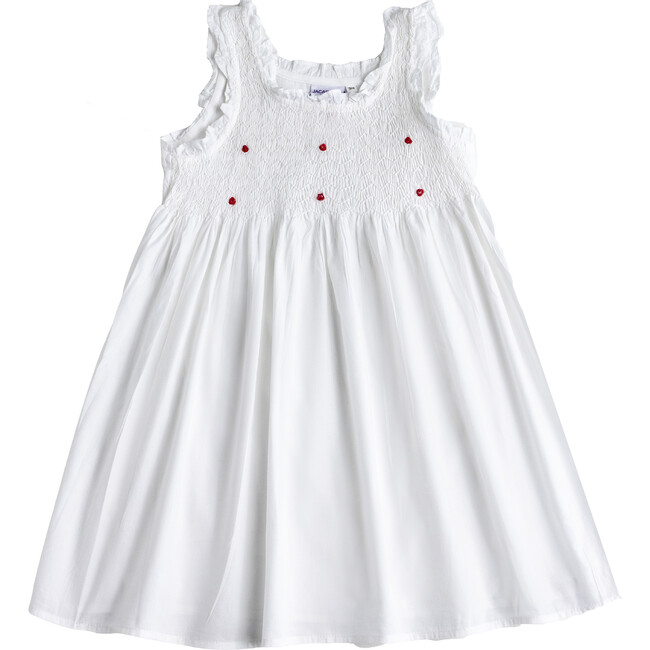 Noa Smocked With Hand Embroidery Dress, White