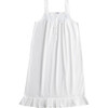 Women's Vicki Smocked Sleeveless Nightgown, White And Blue - Nightgowns - 1 - thumbnail