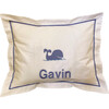 Monogrammable Boudoir Whale Pillow Cover, White And Blue - Pillows - 2 - thumbnail