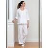 Caroline Ruffle Neck And Hemline Embroidered Pajamas, White - Pajamas - 3