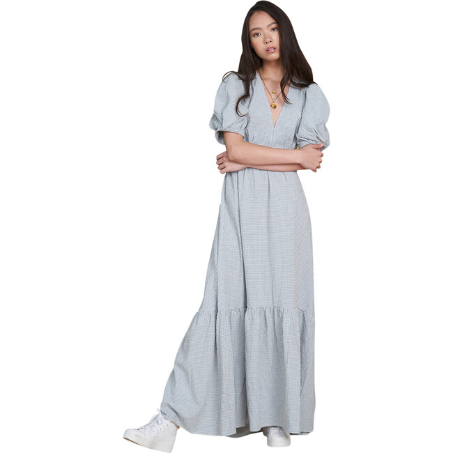 Women's Carol Ruffle Tiered Dress, Grey And White