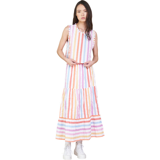 Women's Maya Contrast-Tiered Skirt, Rainbow Stripe
