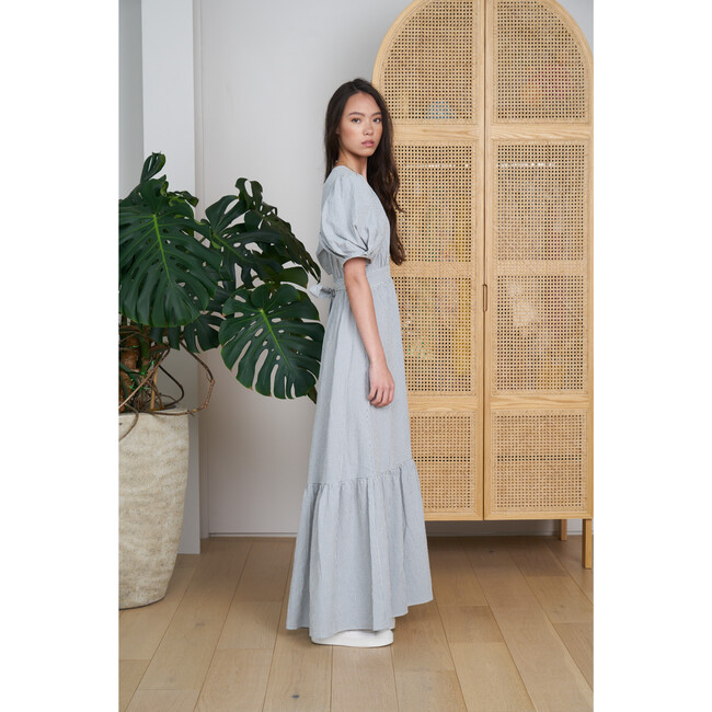 Women's Carol Ruffle Tiered Dress, Grey And White - Dresses - 2
