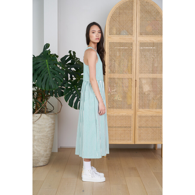 Women's Renzo A-Line Dress, Green Stripe - Dresses - 4