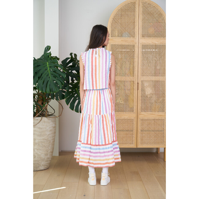 Women's Maya Contrast-Tiered Skirt, Rainbow Stripe - Skirts - 3