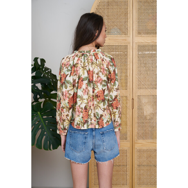 Women's Jeanette V-Neck Mandarin Collar Top, Costa Rica - Blouses - 3