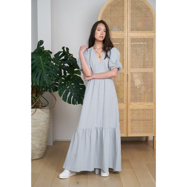 Women's Carol Ruffle Tiered Dress, Grey And White - Dresses - 5