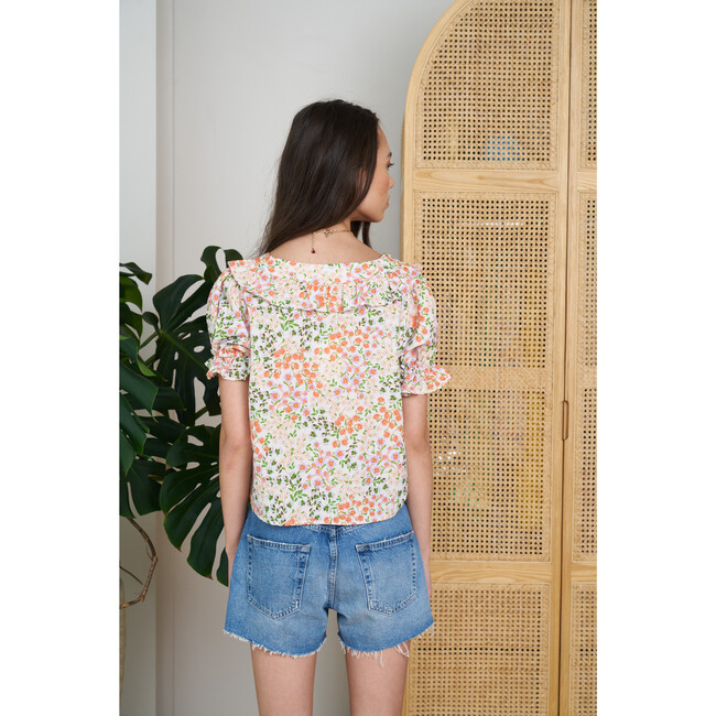 Women's Gretta Square Neck Top, Spring Blooms - Blouses - 5