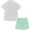 Fun Print Knit Button-Up Shirt And Short Set, Grey And Green - Mixed Apparel Set - 4