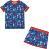 Party Pops Bamboo Short Sleeve Kids Pajama Shorts Set, Blue - Pajamas - 1 - thumbnail