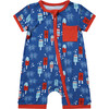 Party Pops Bamboo Shorty Romper, Blue - Rompers - 1 - thumbnail