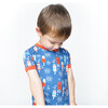 Party Pops Bamboo Short Sleeve Kids Pajama Shorts Set, Blue - Pajamas - 3