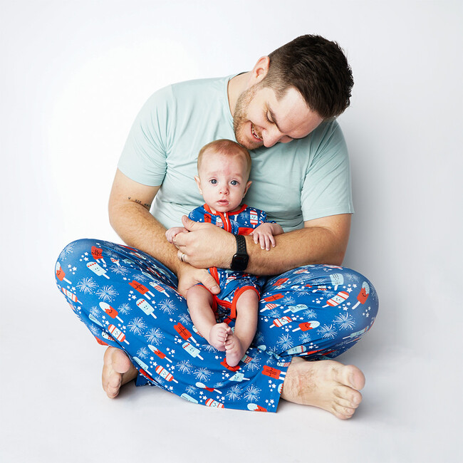 Party Pops Bamboo Shorty Romper, Blue - Rompers - 4
