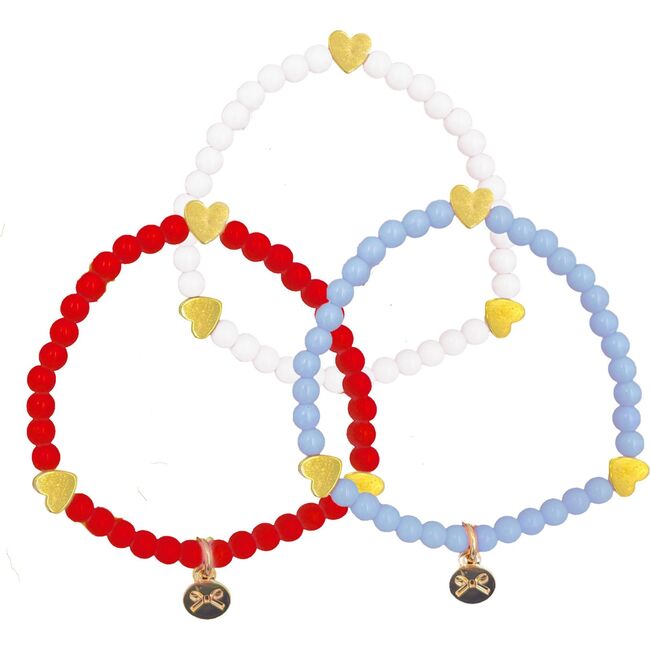 Hearts Bracelet Set, Red/White/Blue
