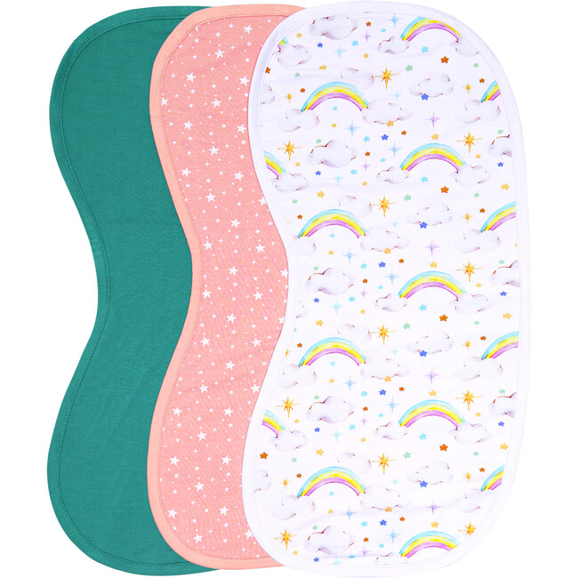 Nicky Burp Cloth 3-Piece Set, White - Burp Cloths - 1