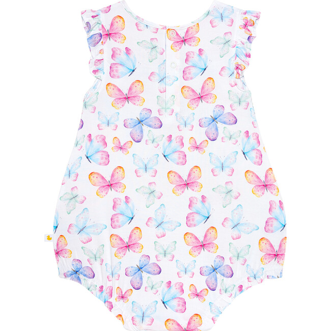 Noemi Cap Sleeve Ruffled Bubble Romper, White - Rompers - 2
