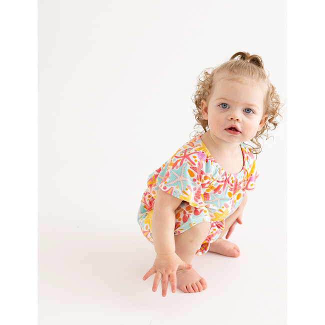 Sandy Flutter Sleeve Romper with Snaps, White - Rompers - 2