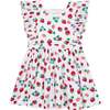 Print Square Neck Ruffle Sleeve Pinny Dress, Strawberry - Dresses - 1 - thumbnail