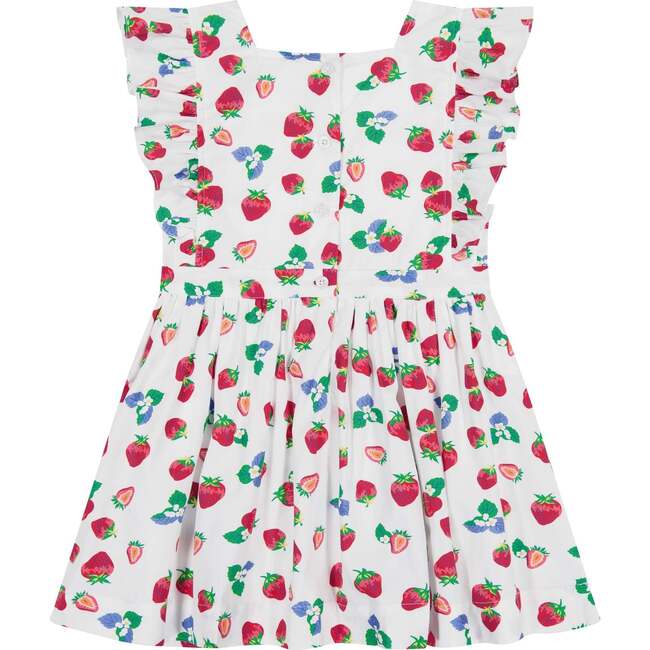 Print Square Neck Ruffle Sleeve Pinny Dress, Strawberry - Dresses - 3