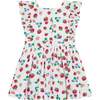 Print Square Neck Ruffle Sleeve Pinny Dress, Strawberry - Dresses - 3