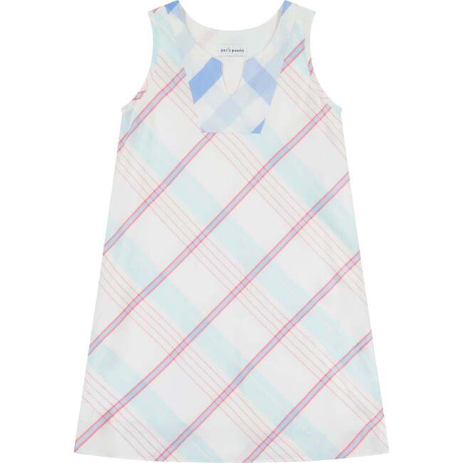 Plaid Classic Sleeveless Contrast Neck Patch Tunic, Multicolors