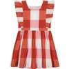 Plaid Square Neck Ruffle Sleeve Pinny Dress, Red Buffalo - Dresses - 1 - thumbnail