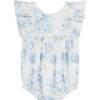 Print Scoop Neck Ruffle Sleeve Bubble, Rose - Onesies - 1 - thumbnail
