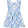 Gingham Square Neck Ruffle Sleeve Pinny Dress, Ice Water - Dresses - 1 - thumbnail