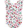 Print Scoop Neck Ruffle Sleeve Bubble, Strawberry - Onesies - 1 - thumbnail