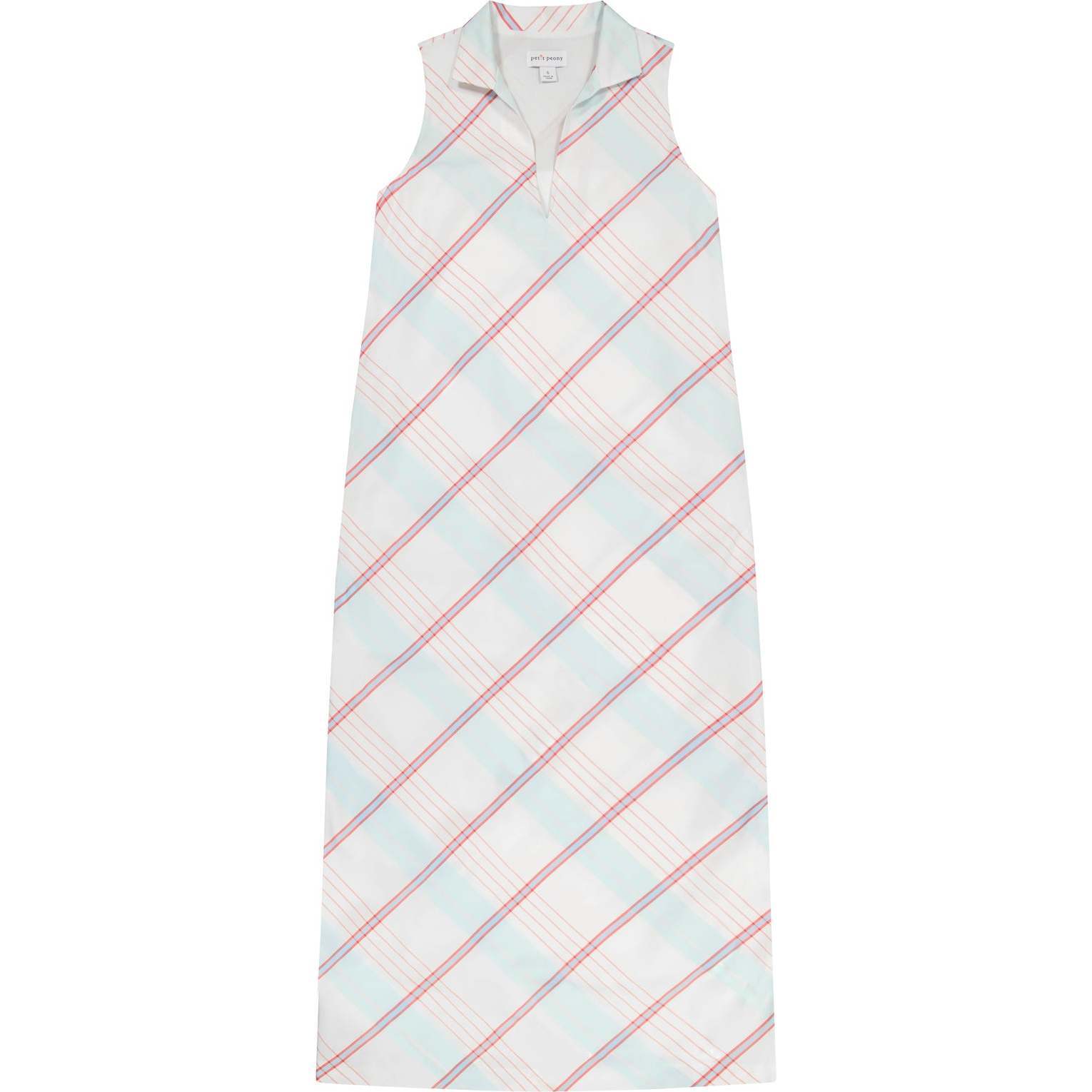 Women's Kate Plaid Collared V-Neck Sleeveless Long Caftan, Multicolors - Dresses - 1