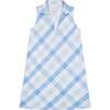 Women's Kate Gingham Collared V-Neck Sleeveless Short Tunic, Ice Water - Dresses - 1 - thumbnail