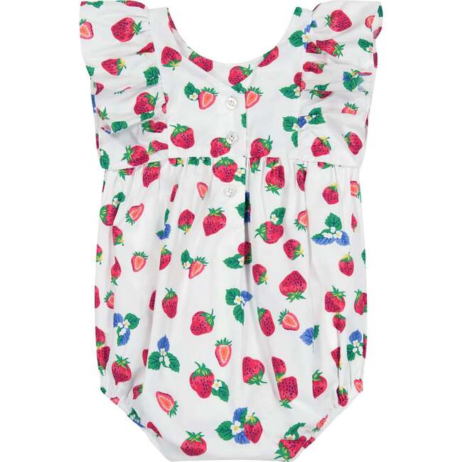 Print Scoop Neck Ruffle Sleeve Bubble, Strawberry - Onesies - 3