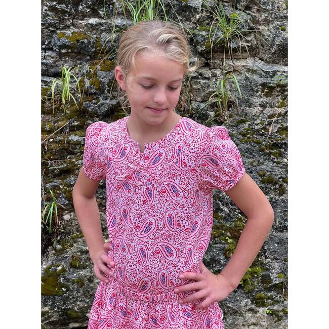 Print Top And 2-Tiered Skirt Set, Paisley - Mixed Apparel Set - 2