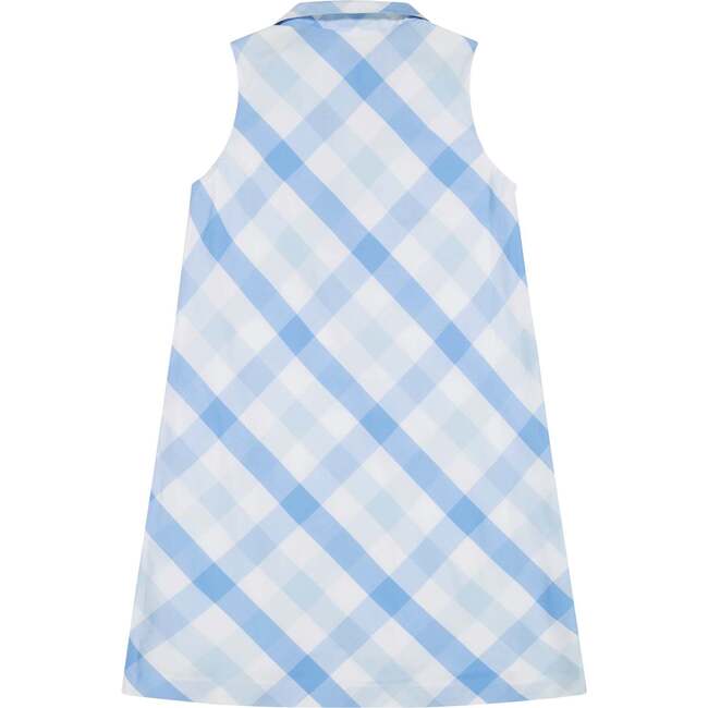Women's Kate Gingham Collared V-Neck Sleeveless Short Tunic, Ice Water - Dresses - 2