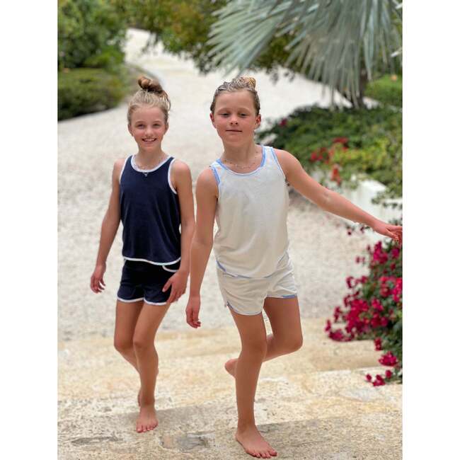 Terry 2-Piece Top And Short Set, Navy Solid - Mixed Apparel Set - 2