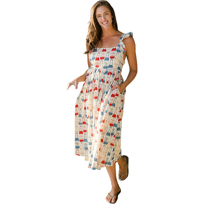 Women's Liv Ruffle Shoulder Strap Print Dress, Soda Pop