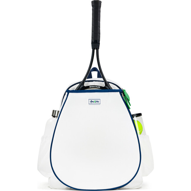 Game On Tennis Backpack, White/Navy/Green