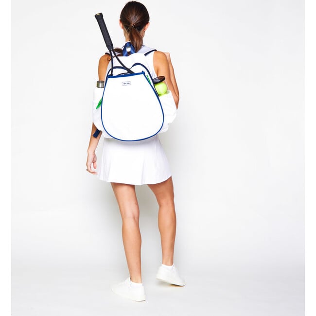 Game On Tennis Backpack, White/Navy/Green - Backpacks - 2