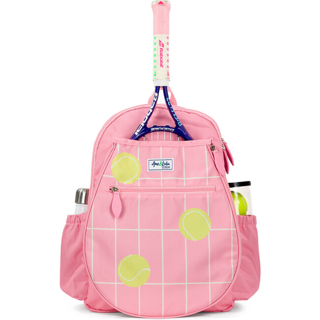 Big Love Tennis Backpack, Coral Tennis Grid - Backpacks - 1