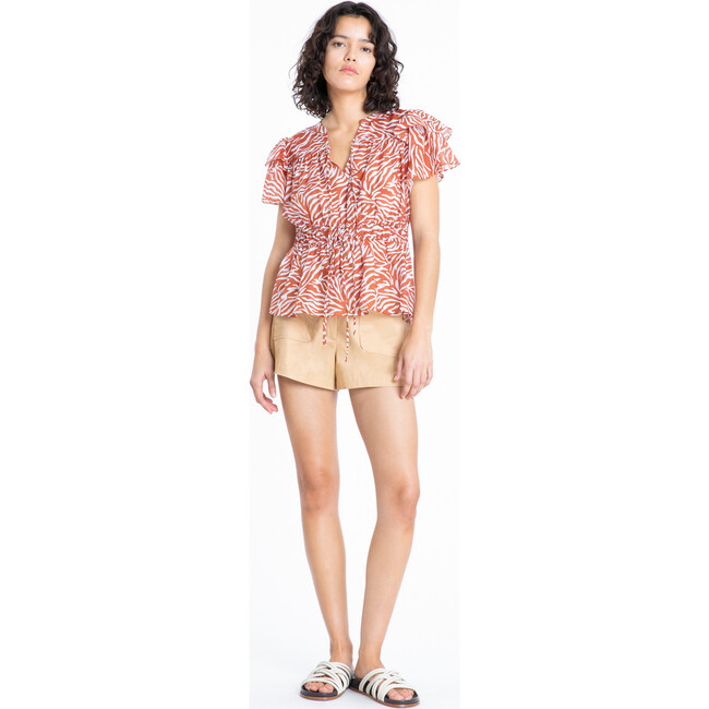 Women's Crystal Top, Ginger/Optic White - Blouses - 2