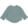 Loris Baby Rolled Cuff Button-Up Shirt, Smoke Blue - Shirts - 1 - thumbnail