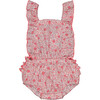 Lili Ruffle Sleeve Cross Back Romper, Dalia Cerise - Onesies - 1 - thumbnail