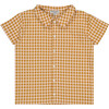 Manu Baby Classic Collar Shirt, Caramel Gingham - Shirts - 1 - thumbnail